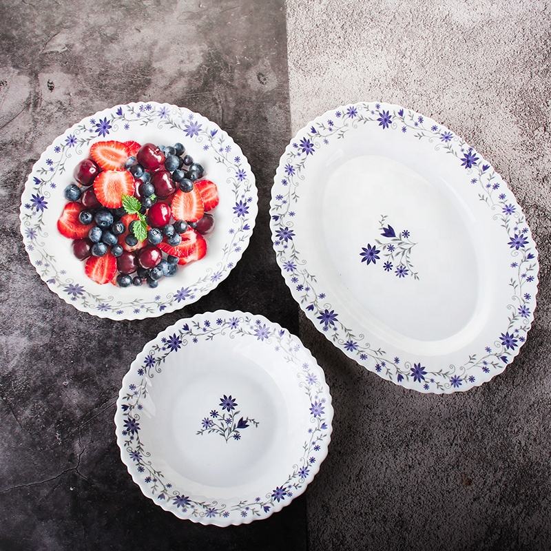 OPAL FLUTED SHAPE GLASS  33 PCS DINNER SET 23001 I WH-33-002