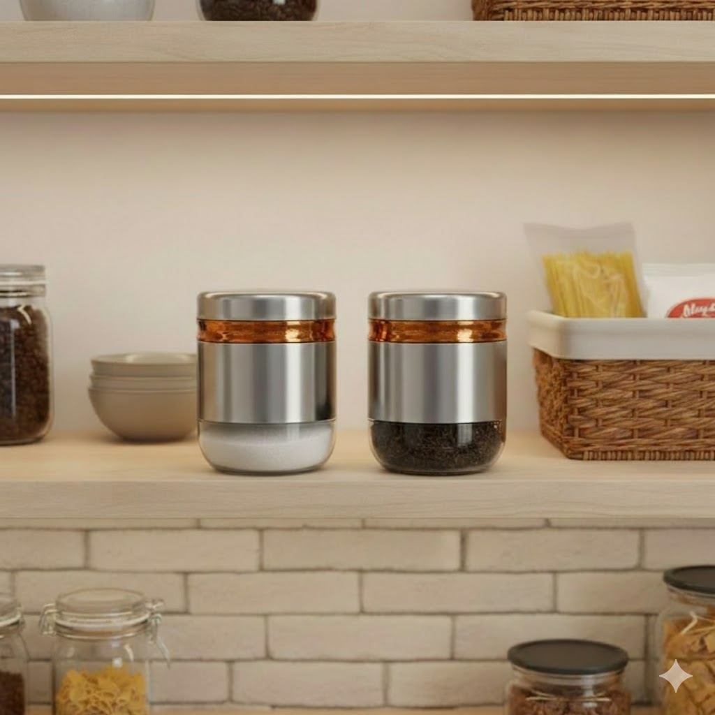GLASS CANISTER JAR 350ML 2 PCS SET 23054 I H4228-4-2-