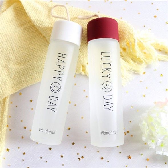 GLASS WATER BOTTLE LUCKY DAY CLEAR 22249 | H6-2503