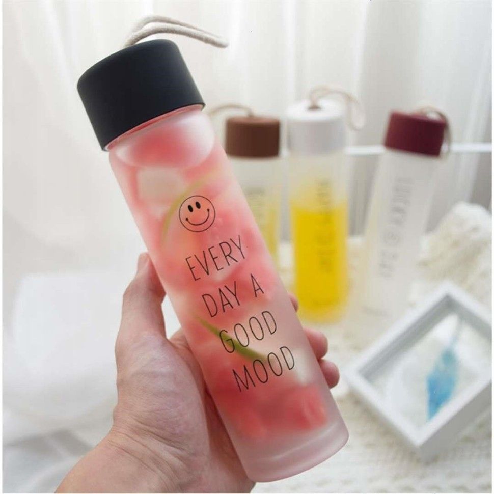 GLASS WATER BOTTLE LUCKY DAY CLEAR 22249 | H6-2503