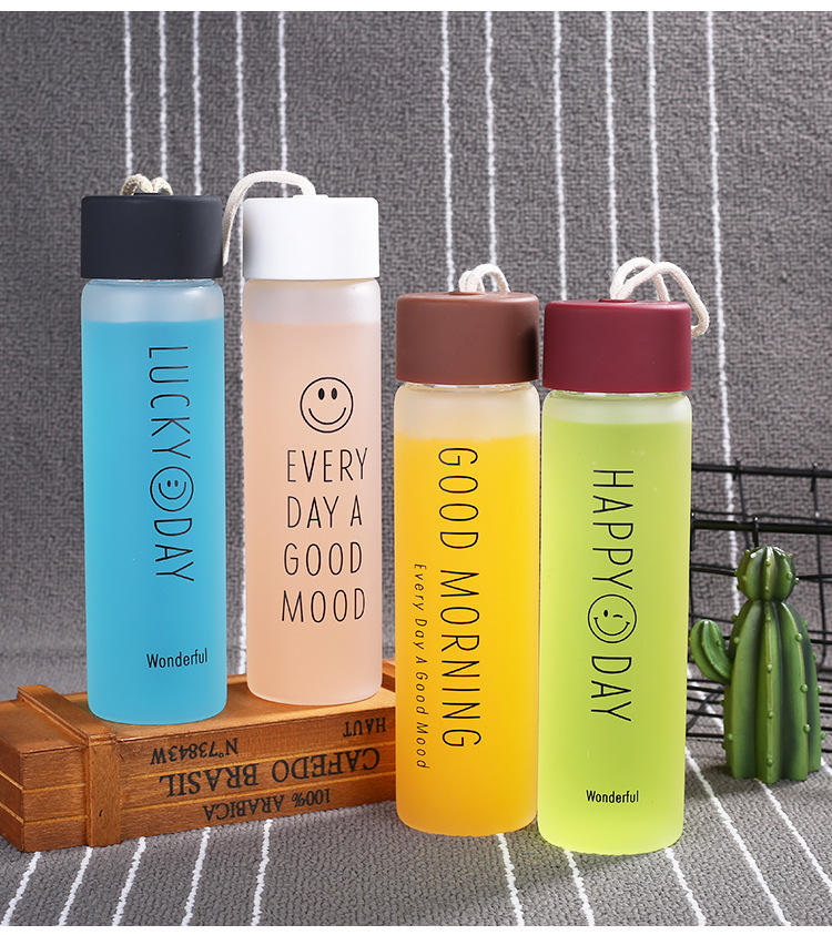 GLASS WATER BOTTLE LUCKY DAY CLEAR 22249 | H6-2503