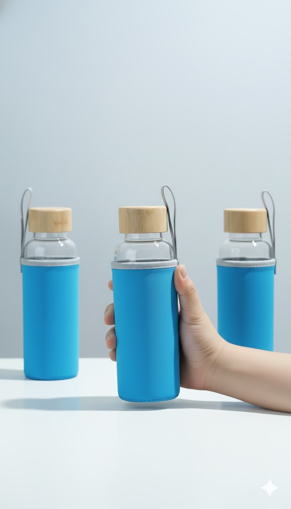GLASS BOTTLE 500ML WITH COVER  23019 I MSB-106