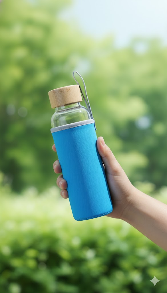 GLASS BOTTLE 500ML WITH COVER  23019 I MSB-106
