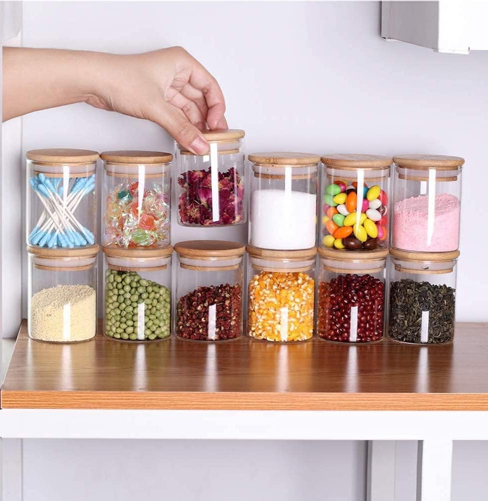 WOODEN LID JAR ROUND 220ML 12PCS SET FOAM PACK  22975