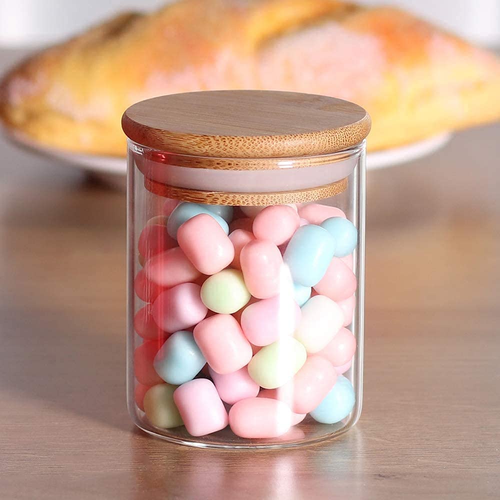 WOODEN LID JAR ROUND 220ML 12PCS SET FOAM PACK  22975
