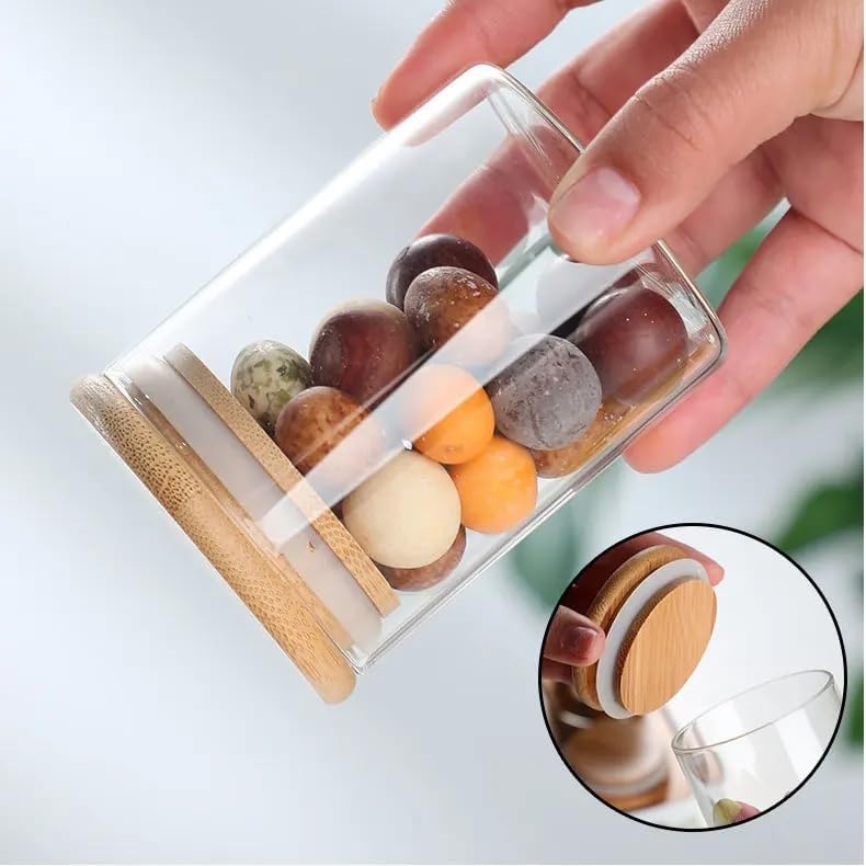 WOODEN LID JAR ROUND 220ML 12PCS SET FOAM PACK  22975
