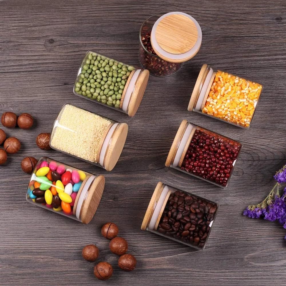 WOODEN LID JAR ROUND 220ML 12PCS SET FOAM PACK  22975