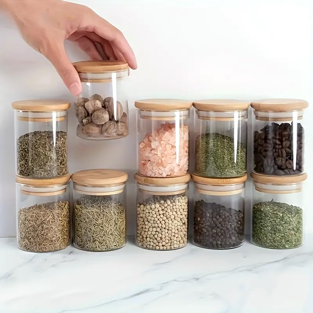 WOODEN LID JAR ROUND 220ML 12PCS SET FOAM PACK  22975