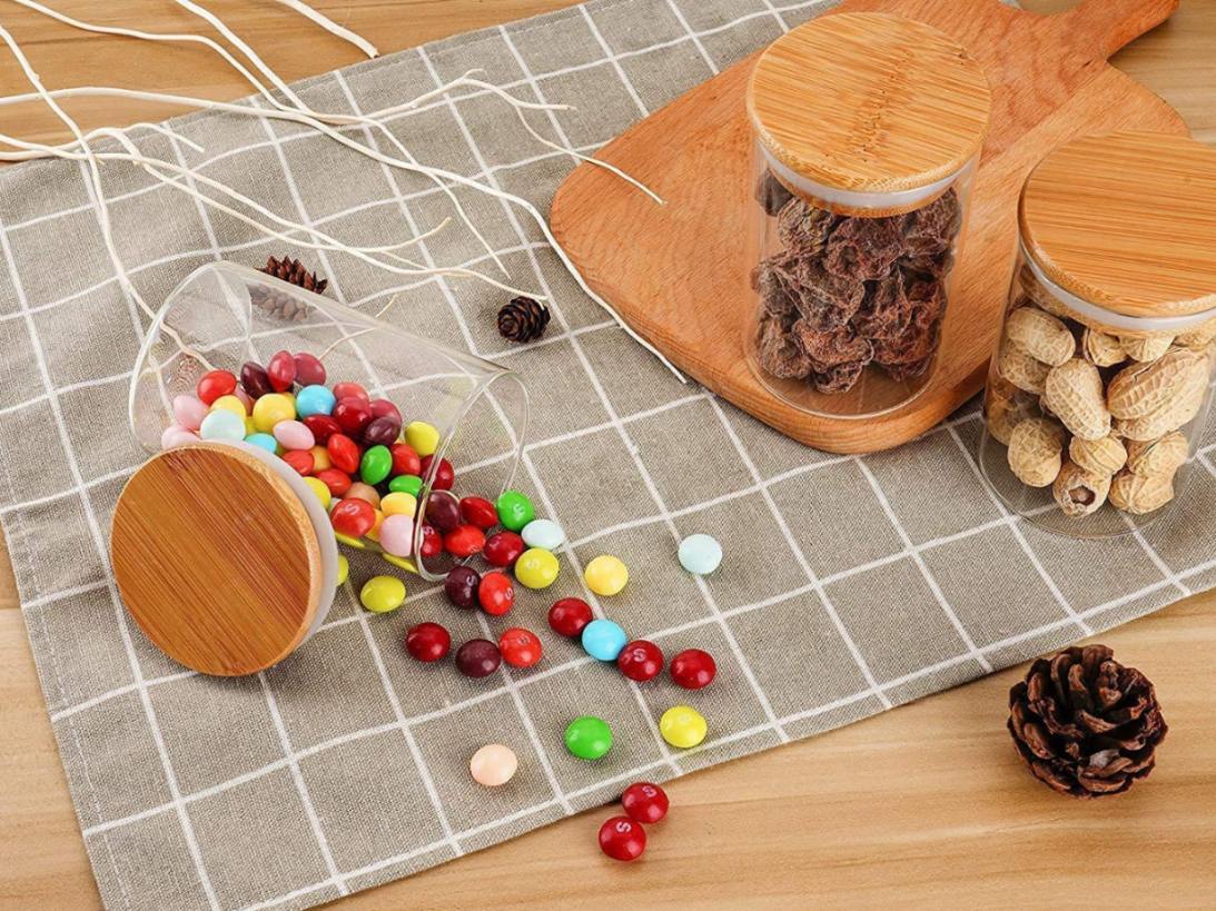 WOODEN LID JAR ROUND 270ML 3PCS SET  22922 IKPG10-270-L3