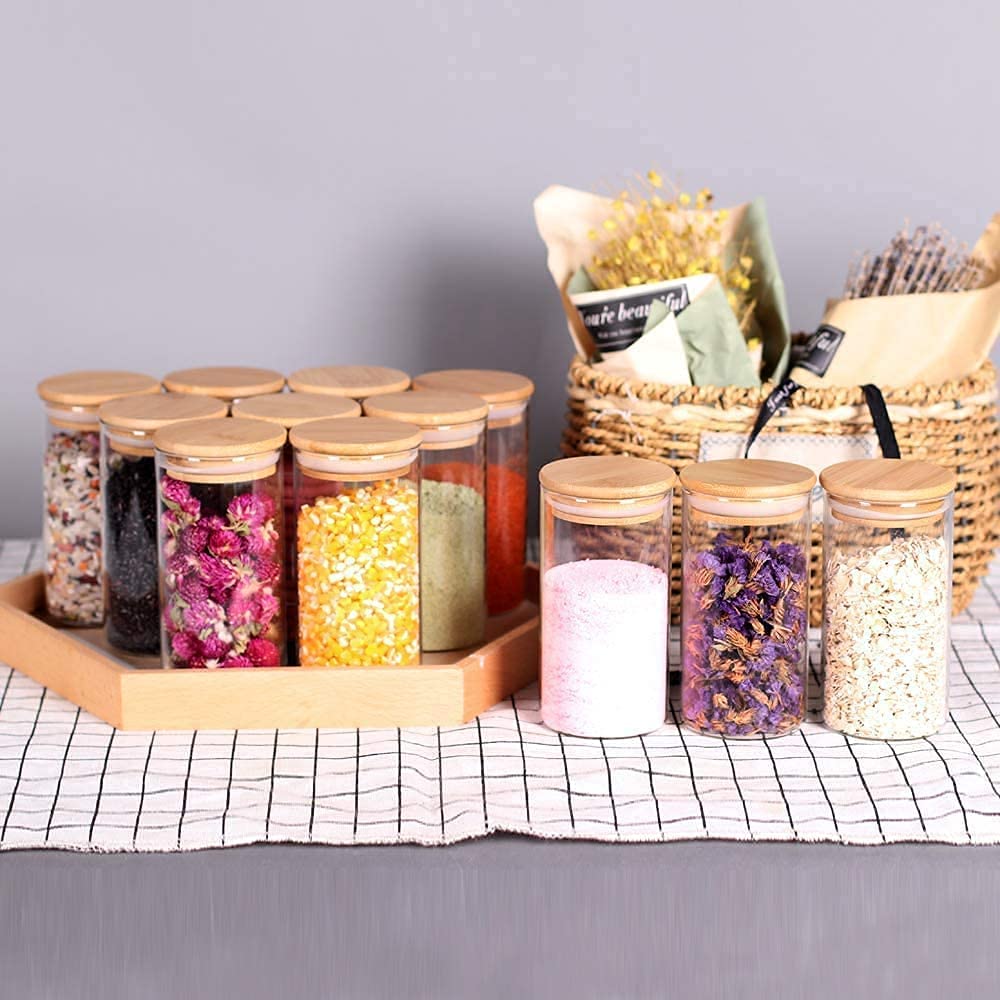 WOODEN LID JAR ROUND 270ML 3PCS SET  22922 IKPG10-270-L3