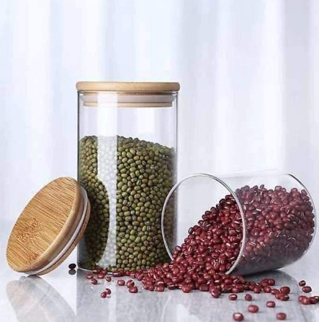 WOODEN LID JAR LONG 1000ML WITHE BOX PACK 22978 I 25JK1-88