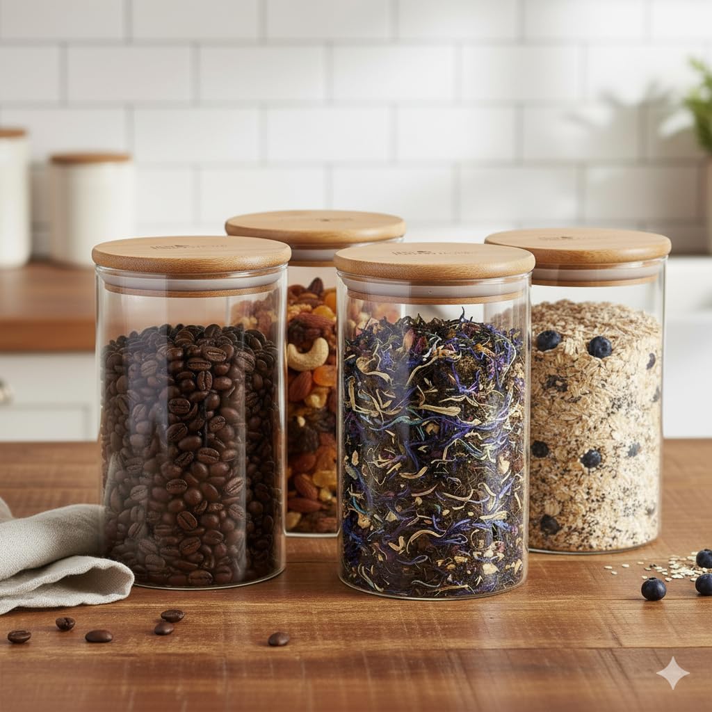 WOODEN LID JAR LONG 1000ML WITHE BOX PACK 22978 I 25JK1-88