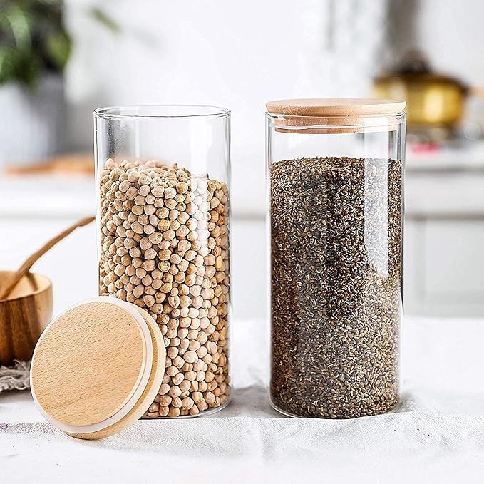 WOODEN LID JAR LONG 1400ML WITHE BOX PACK  22977 I 25JK1-87
