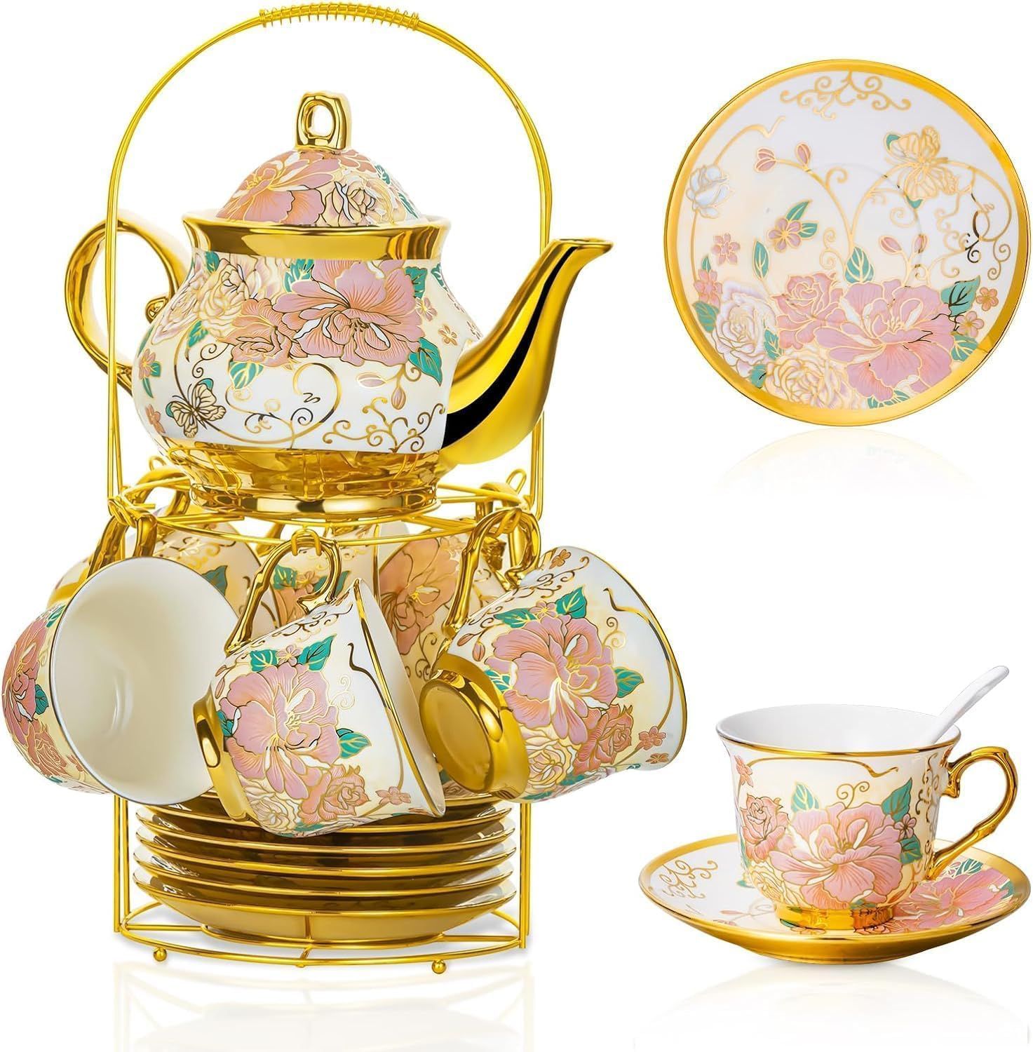 CERAMIC CUP SAUCER KETTLE 13PCS SET (160ML,51INCH,650ML)  22984 I TTT-100