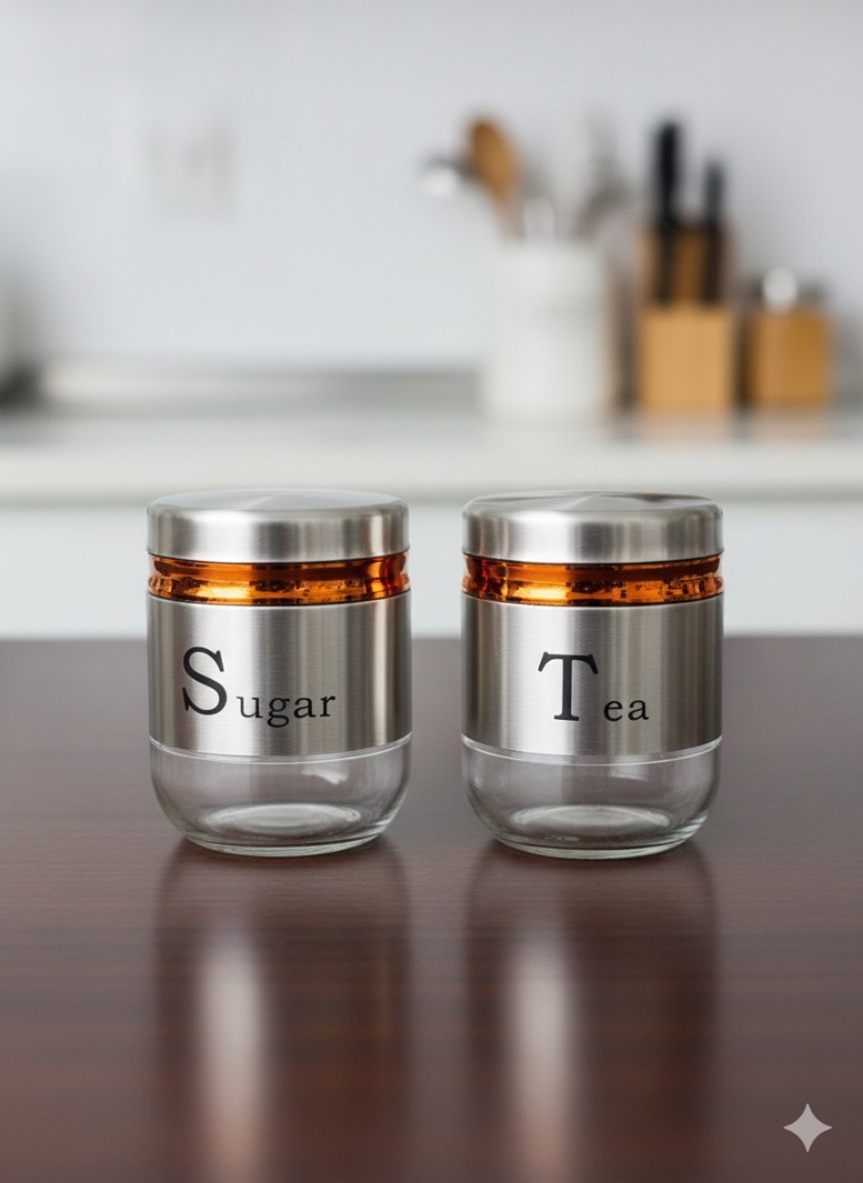 TEA SUGER SS JAR 350ML 2 PCS SET  22891 | H4228-4-2-SS