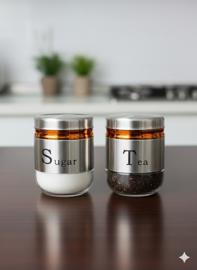 TEA SUGER SS JAR 350ML 2 PCS SET  22891 | H4228-4-2-SS