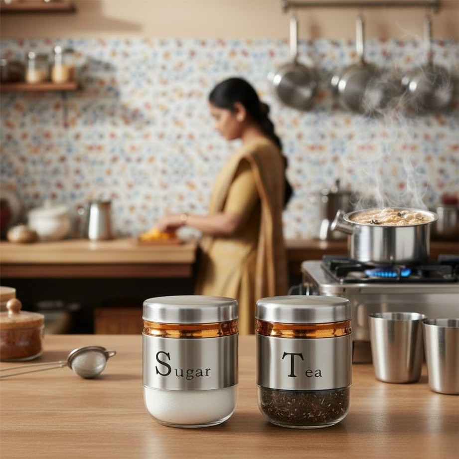 TEA SUGER SS JAR 350ML 2 PCS SET  22891 | H4228-4-2-SS