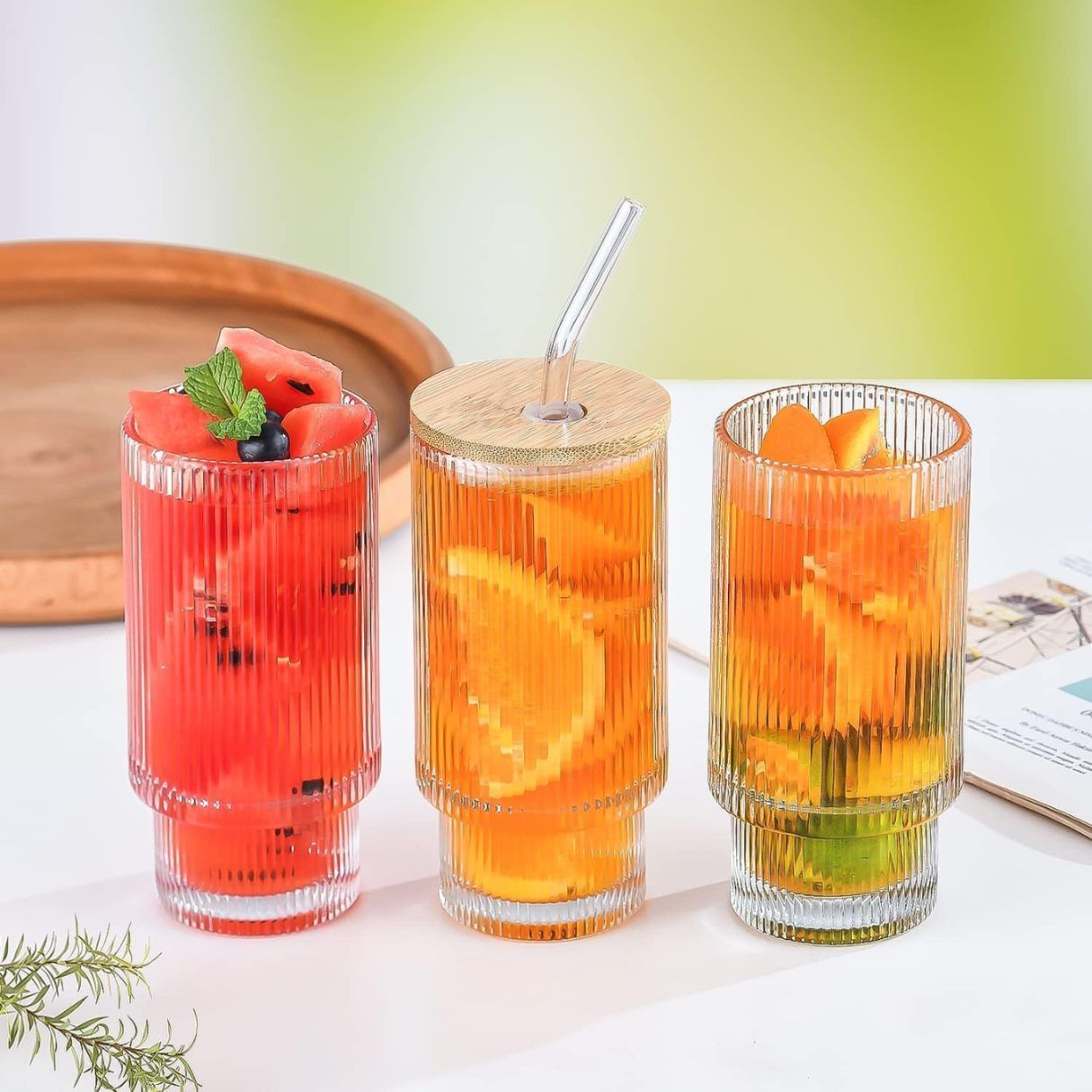 SIPPER GLASS LINING WOODEN LID 22477 | TY7510-2-L1