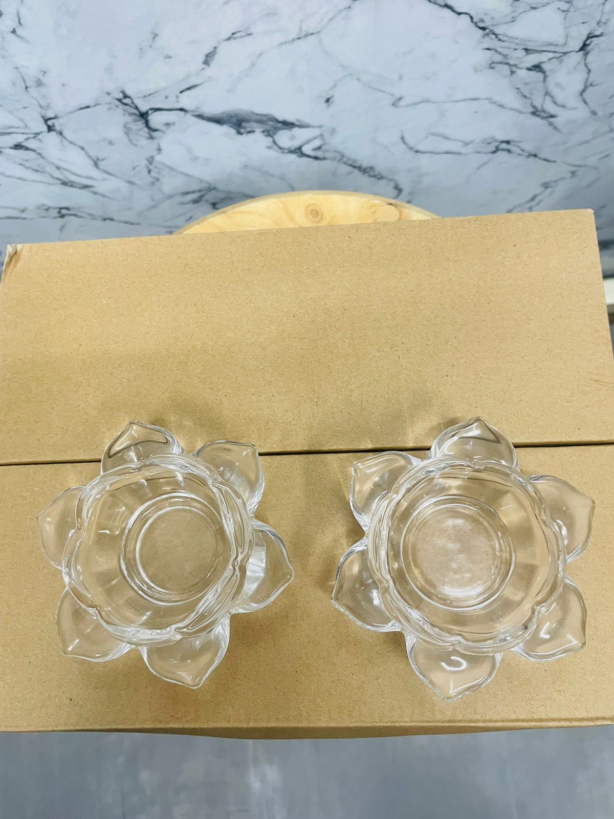 Glass Lotus Candle Holder 4.5cm 6 Pcs Set