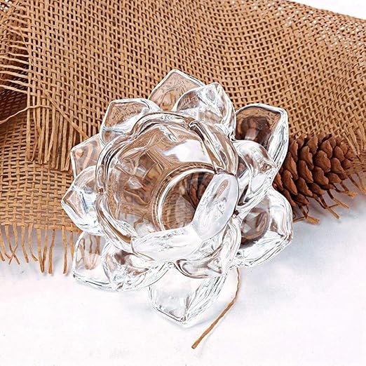 Glass Lotus Candle Holder 4.5cm 6 Pcs Set
