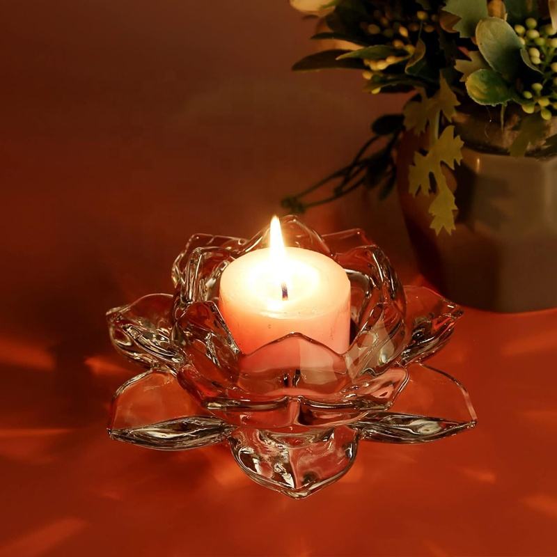Glass Lotus Candle Holder 4.5cm 6 Pcs Set