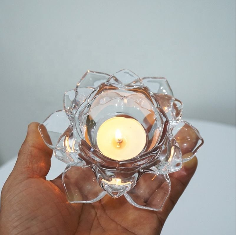Glass Lotus Candle Holder 4.5cm 6 Pcs Set