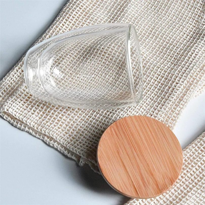 DW GLASS WOOD LID 350ML  22665