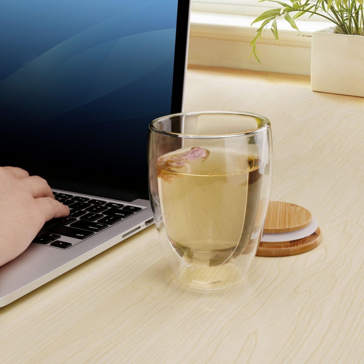 DW GLASS WOOD LID 350ML  22665