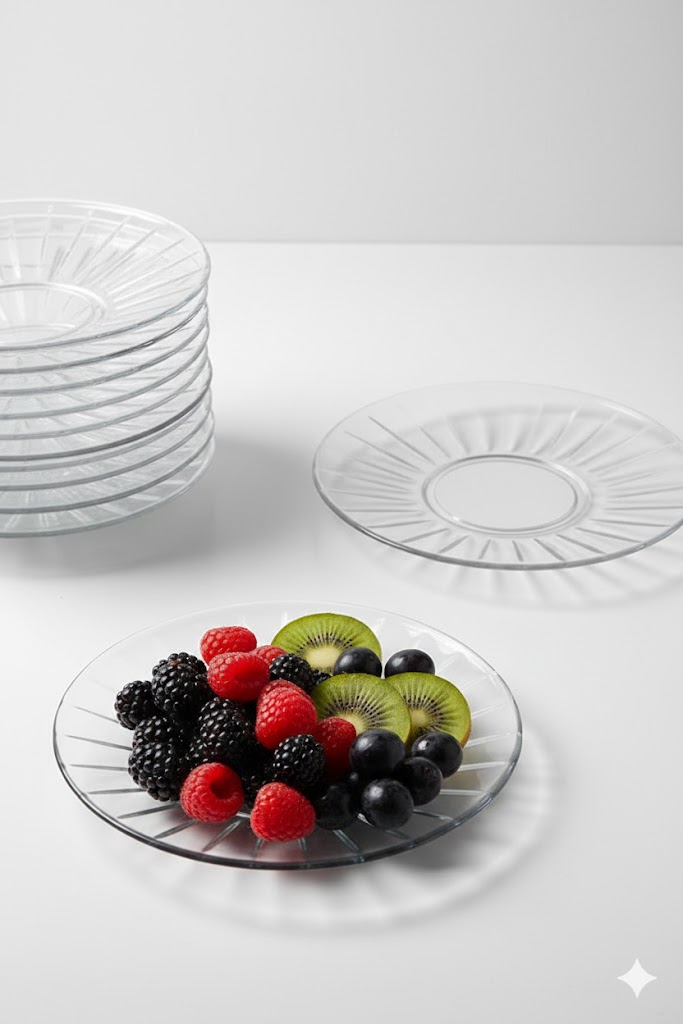 GLASS SAUCER 6 INCH 6 PCS SET  23040 | TCF057D