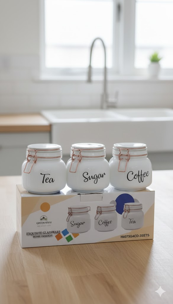 SWING CAP WHITE COLOUR SQUARE 850ML 3PCS SET 22831 | H4073G4CD-W
