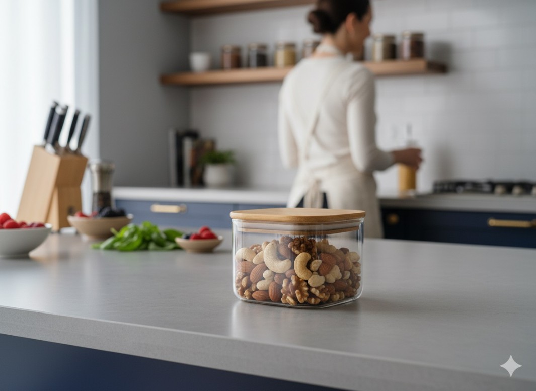 WOODEN LID JAR SQUARE 500ML  22799 | GPG16-500