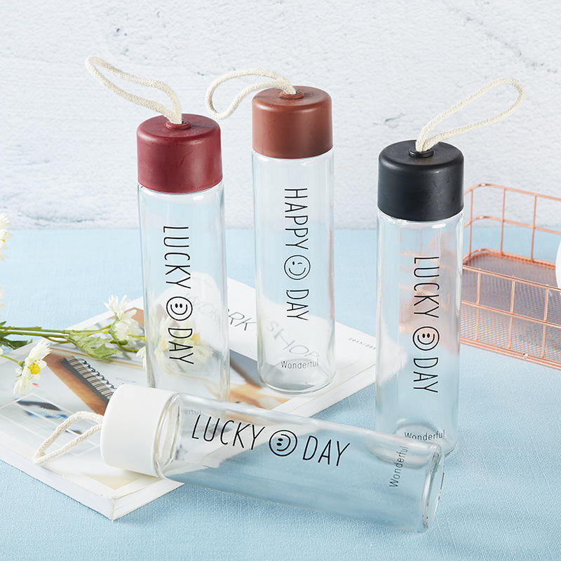 Glass Water Bottle Lucky Day Clear