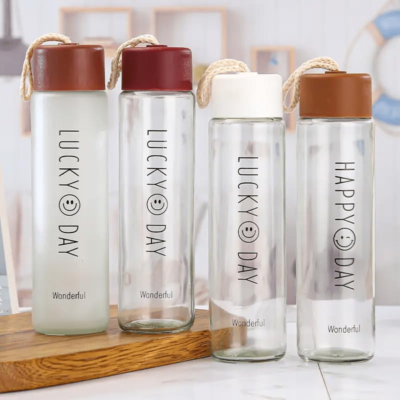 Glass Water Bottle Lucky Day Clear