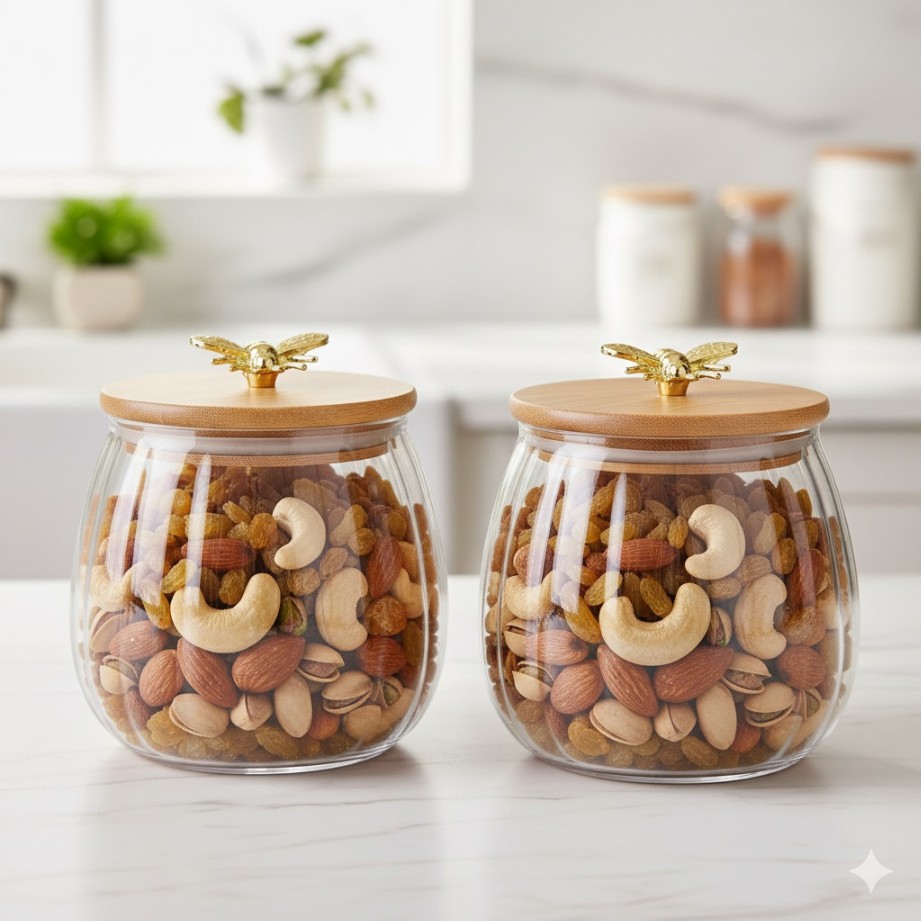 KITCHEN STORAGE JAR WITH WOODEN LID 660ML  22771 | GPG33-L2