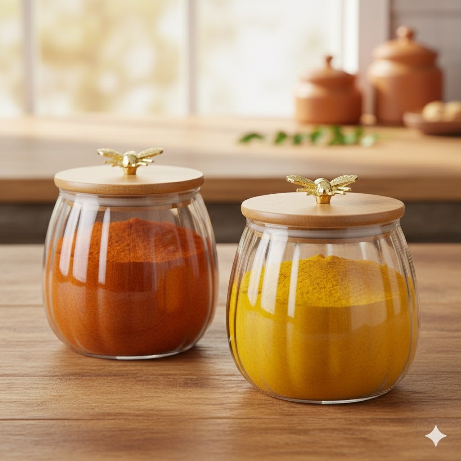 KITCHEN STORAGE JAR WITH WOODEN LID 660ML  22771 | GPG33-L2