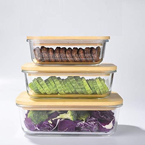 WOODEN LID STORAGE JAR SQ 3PCS SET 22791 | H2153-BAM