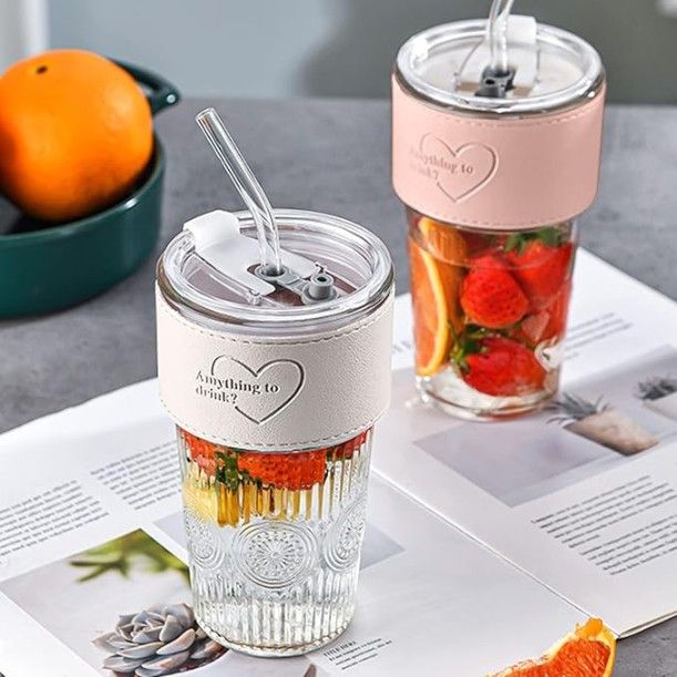 SIPPER MUG WITH GRIP WITH LID AND STRAW 400ML 22446 | H6-0033