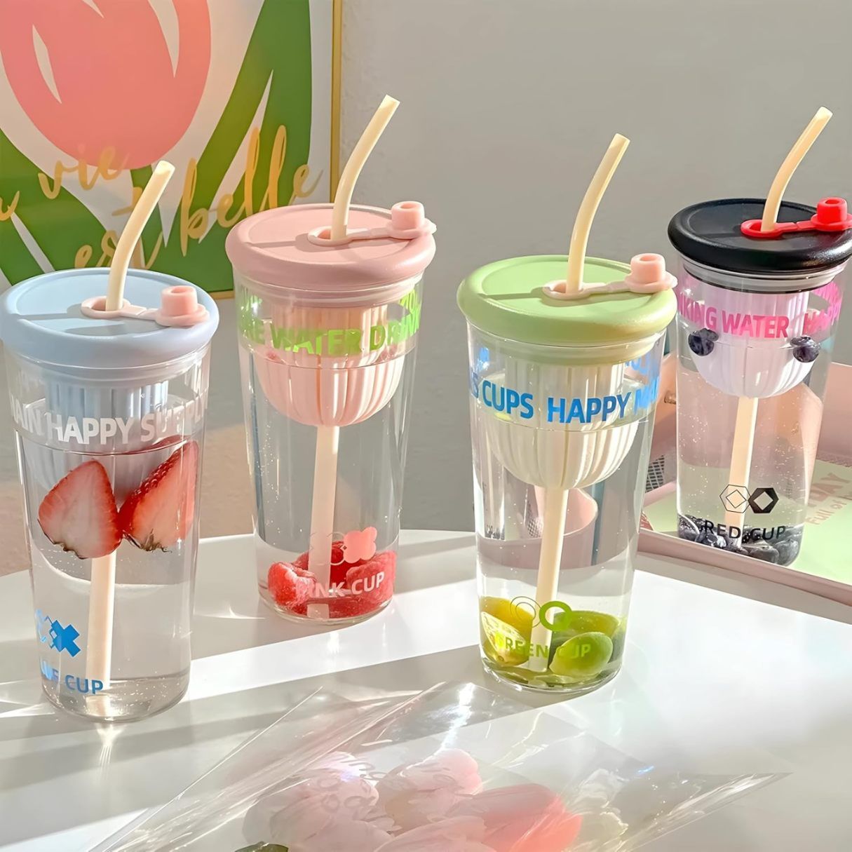 SIPPER MUG INFUSER SILICON LID STRAW 22398 | LGHCB-L1