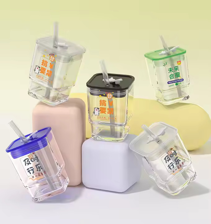 SIPPER BOTTLE SQUARE GLASS 470ML