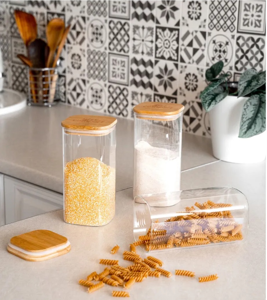 WOODEN LID JAR SQUARE 1580ML. 20275 | GPG16-1580-BB