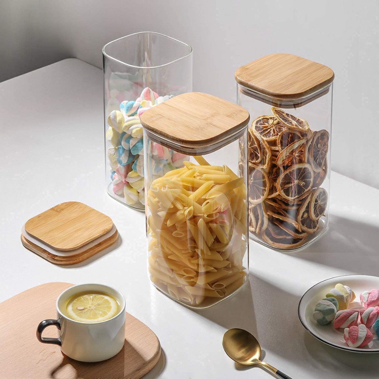 WOODEN LID JAR SQUARE 1580ML. 20275 | GPG16-1580-BB