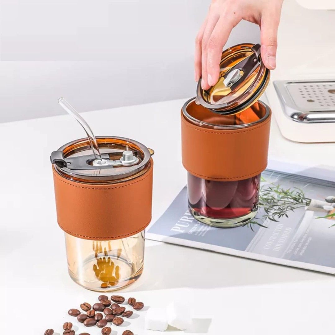 LEATHER GRIP MUG 470ML 23152 | H6-0005-AMBER