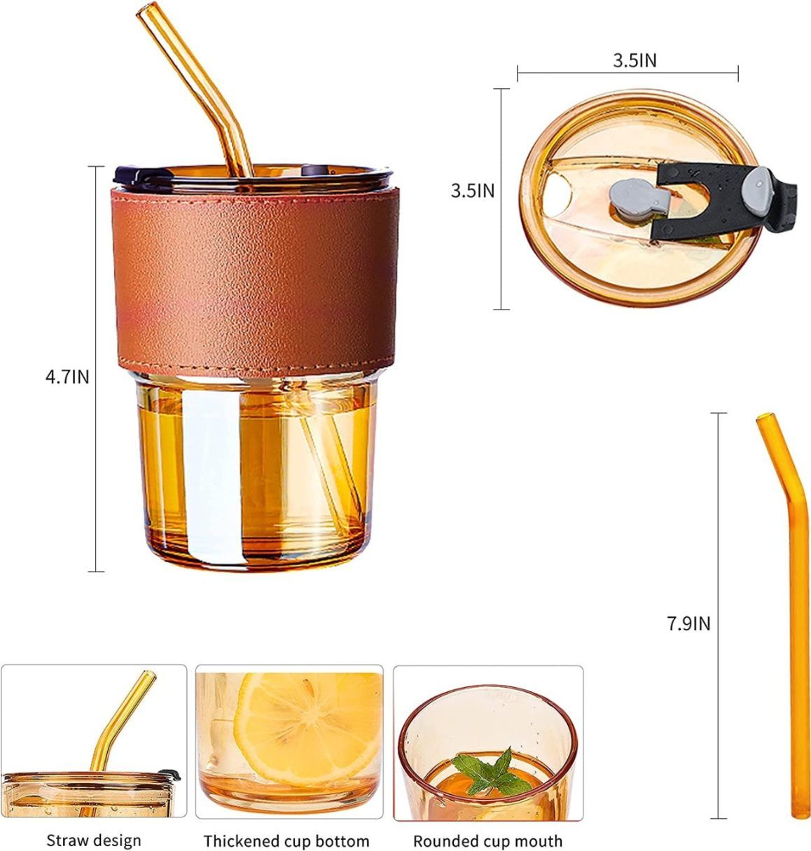 LEATHER GRIP MUG 470ML 23152 | H6-0005-AMBER