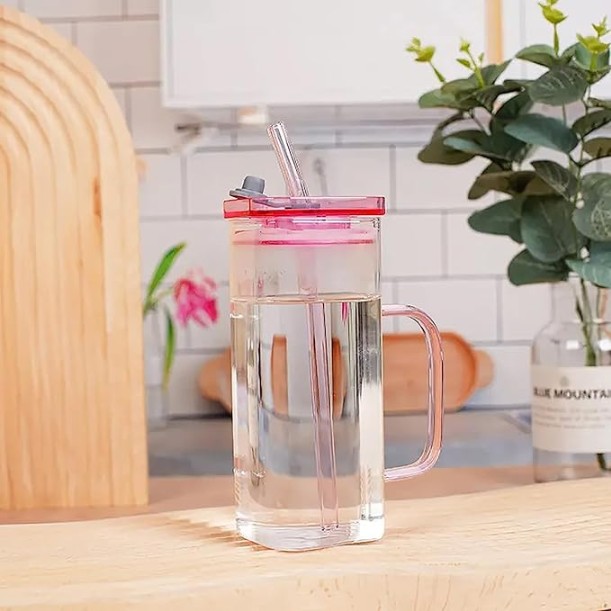 GLASS DRINKING MASON JAR 400ML  2PCS SET 22701|SPB400-L2