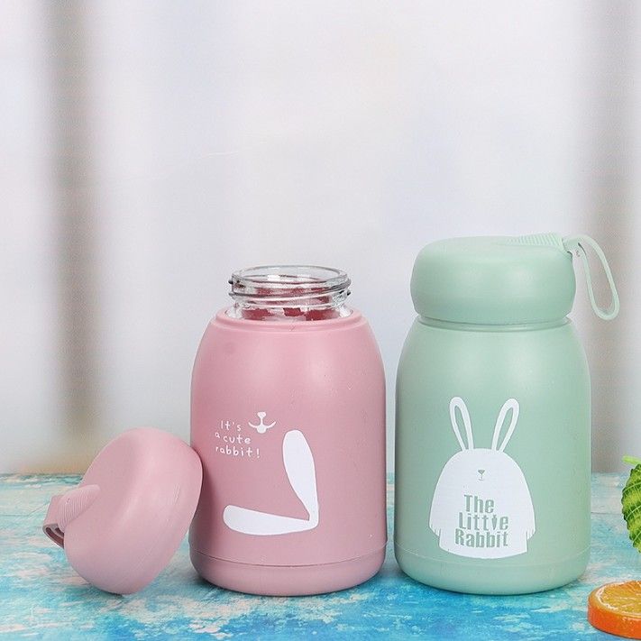 GLASS WATER BOTTLE RABBIT