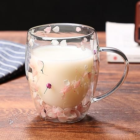 DW GLASS MUG FLOWER 250ML DL  GPZB212-250-FL