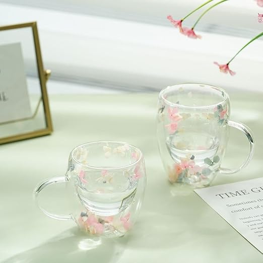 DW GLASS MUG FLOWER 250ML DL 22544 |GPZB212-250-FL