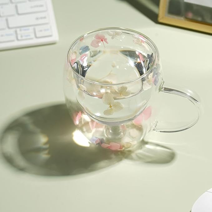 DW GLASS MUG FLOWER 250ML DL 22544 |GPZB212-250-FL