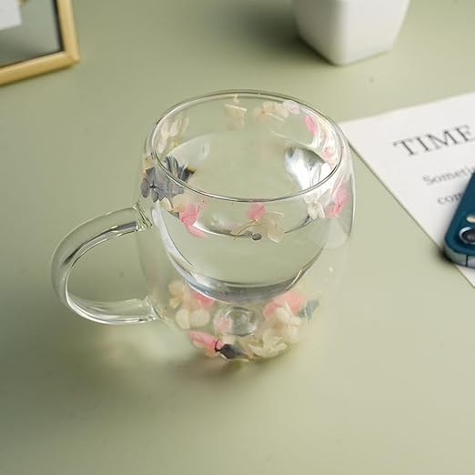 DW GLASS MUG FLOWER 250ML DL 22544 |GPZB212-250-FL