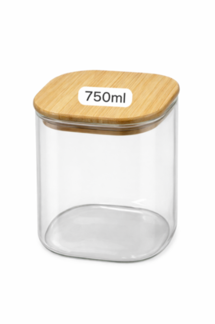 WOODEN LID JAR SQUARE 750ML 1 PCS 23155 | WG16-750